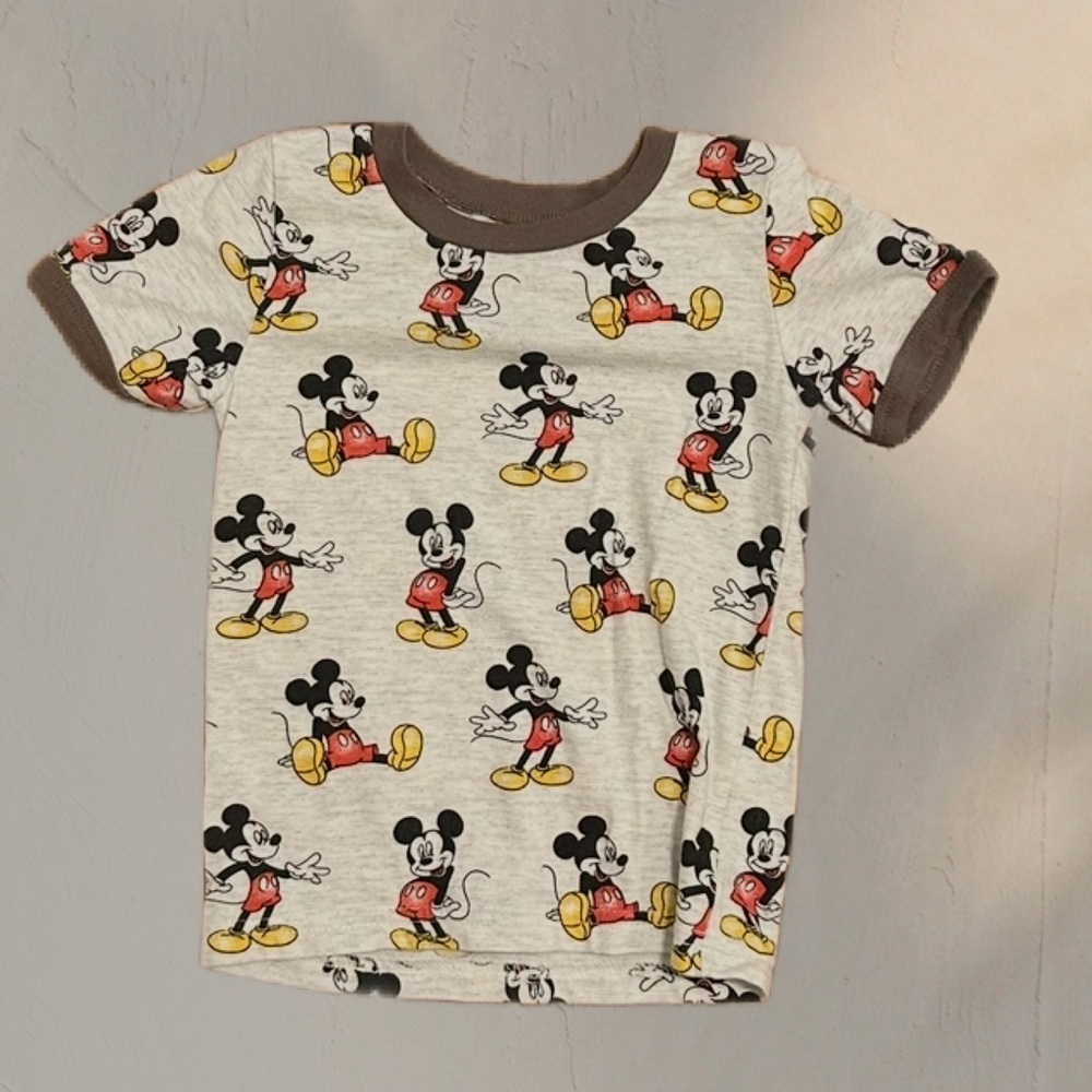 Disney Junior Mickey Mouse All-Over T-Shirt - Size 3T Neutral Cream